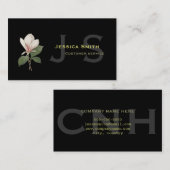 カッコいい,クラシックモダンヴィンテージ植物性マグノリア 名刺 (正面/裏面)