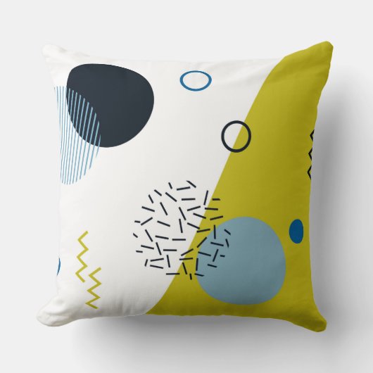 カッコいい、トレンディー、モダン、メンフィスの青緑の幾何学的 クッション (正面)