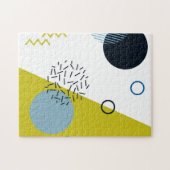 カッコいい、トレンディー、モダン、メンフィスの青緑の幾何学的 ジグソーパズル (横)