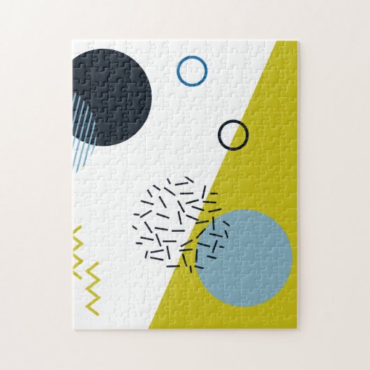 カッコいい、トレンディー、モダン、メンフィスの青緑の幾何学的 ジグソーパズル (縦)