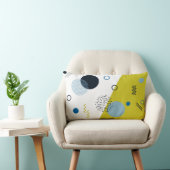 カッコいい、トレンディー、モダン、メンフィスの青緑の幾何学的 ランバークッション (椅子)