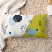 カッコいい、トレンディー、モダン、メンフィスの青緑の幾何学的 ランバークッション (ブランケット)