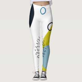 カッコいい、トレンディー、モダン、メンフィスの青緑の幾何学的 レギンス