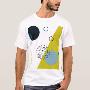 カッコいい、トレンディー、モダン、メンフィスの青緑の幾何学的 Tシャツ