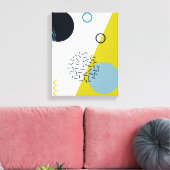 カッコいい,トレンディー,モダン，メンフィス青幾何学模様 キャンバスプリント (インサイチュ (リビング))