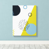 カッコいい,トレンディー,モダン，メンフィス青幾何学模様 キャンバスプリント (インサイチュ (ウッドフロア))