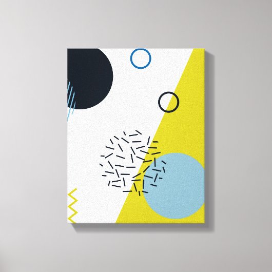 カッコいい,トレンディー,モダン，メンフィス青幾何学模様 キャンバスプリント (正面)