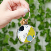 カッコいい,トレンディー,モダン,メンフィス青幾何学模様 キーホルダー (手)