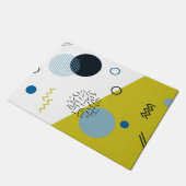 カッコいい,トレンディー,モダン，メンフィス青幾何学模様 ドアマット (アングル)