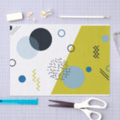 カッコいい,トレンディー,モダン，メンフィス青幾何学模様 薄葉紙 (クラフト)