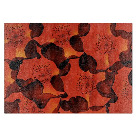 カッコいい,トレンディー,ユニーク花のパターンのデジタルアート カッティングボード (正面)