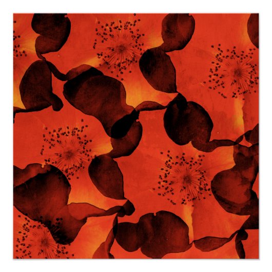 カッコいい,トレンディー,ユニーク花のパターンのデジタルアート ポスター (正面)