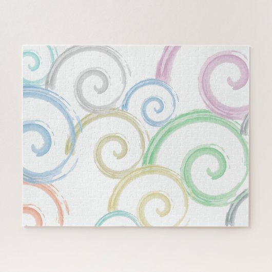 カッコいい,トレンディー，波モダン水色ブラシ ジグソーパズル (横)