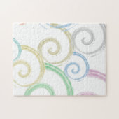 カッコいい,トレンディー,波モダン水色ブラシ ジグソーパズル (横)