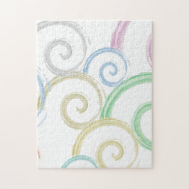 カッコいい,トレンディー，波モダン水色ブラシ ジグソーパズル