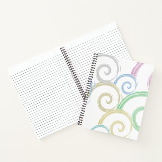 カッコいい,トレンディー，波モダン水色ブラシ ノートブック (内部)