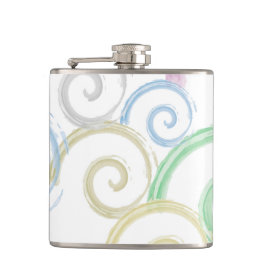 カッコいい,トレンディー，波モダン水色ブラシ フラスク