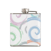 カッコいい,トレンディー，波モダン水色ブラシ フラスク (裏面)