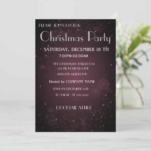 カッコいい,トレンディー，美しい，紫色のクリスマスインビタティ 招待状 (スタンド正面)