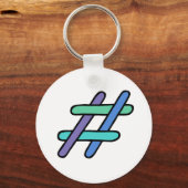 カッコいい#ハカラフルシュタグブルーグリーンソーシャルメディア キーホルダー (正面)