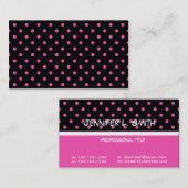 カッコいい,，ピンクモダン水玉模様ブラックプロファイルカード 名刺 (正面/裏面)