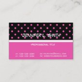 カッコいい,，ピンクモダン水玉模様ブラックプロファイルカード 名刺 (裏面)