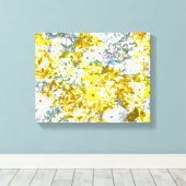 カッコいい,モダン，黄色の灰色のロマンチックな花のパターンd キャンバスプリント (インサイチュ (ウッドフロア))