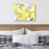 カッコいい,モダン，黄色の灰色のロマンチックな花のパターンd キャンバスプリント (インサイチュ (寝室))