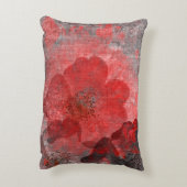 カッコいい、ユニークで赤い灰色のアジアスタイルの花の芸術 アクセントクッション (裏面(縦))