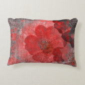 カッコいい、ユニークで赤い灰色のアジアスタイルの花の芸術 アクセントクッション (裏面)