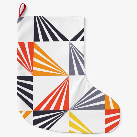 カッコいい, ユニーク,トレンディー，都市，カラフル三角形 ラージクリスマスストッキング (正面)