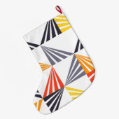 カッコいい, ユニーク,トレンディー，都市，カラフル三角形 ラージクリスマスストッキング (裏面 (吊り時))