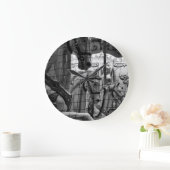 カッコいい、回転木馬の馬の都市、モダンな写真 ラージ壁時計 (ホーム)