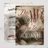 カッコいい,血，ハロウィンの恐ろしい招待 招待状 (正面/裏面)