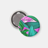 カッコいい，驚くべき，蛍光性の熱帯性ヤシ マグネット (正面/裏面)