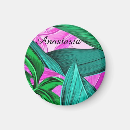 カッコいい，驚くべき，蛍光性の熱帯性ヤシ マグネット (正面)