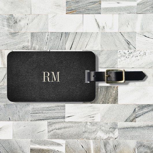 カッコいい Blackモダン Monogram Address ラゲッジタグ