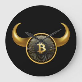 カッコいいBitcoin Bull Market Black ラージ壁時計