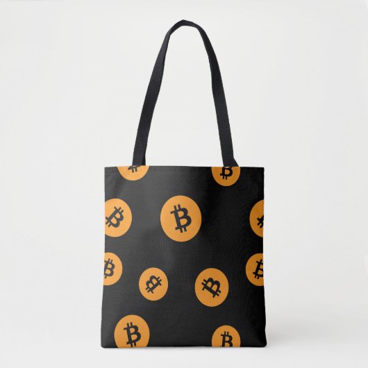 カッコいいBitcoin Cryptocurrencyブラック トートバッグ (正面)