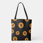 カッコいいBitcoin Cryptocurrencyブラック トートバッグ (裏面)