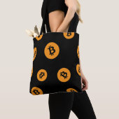 カッコいいBitcoin Cryptocurrencyブラック トートバッグ (クローズアップ)