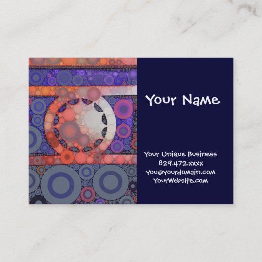 カッコいいCircle Star Mosaic Pattern Indigo Red 名刺 (正面)