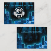 カッコいいDJのロゴ青いレーザーの名刺 名刺 (正面/裏面)