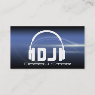 カッコいいDJのheadphonのモダンな青レーザーの名刺 名刺