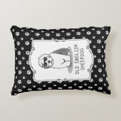 カッコいいOld English Sheepdog (Gray 1)かわいいおもしろい アクセントクッション (正面)