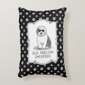 カッコいいOld English Sheepdog (Gray 1)かわいいおもしろい アクセントクッション (正面(垂直))