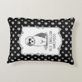 カッコいいOld English Sheepdog (Gray 1)かわいいおもしろい アクセントクッション (裏面)