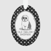 カッコいいOld English Sheepdog (Gray 1)かわいいおもしろい オーナメント (裏面)