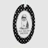 カッコいいOld English Sheepdog (Gray 1)かわいいおもしろい オーナメント (正面)