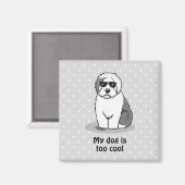 カッコいいOld English Sheepdog (Gray 1)かわいいおもしろい マグネット (正面/裏面)